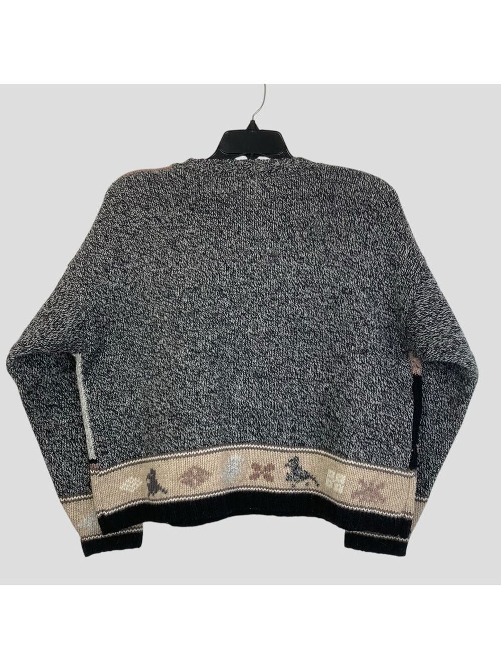Vintage Eddie Bauer Patchwork Cable Crochet Knit Sweater Cozy Nordic Design Sz.L - Picture 9 of 12